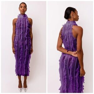 AMYLYNN calla high neck midi dress in purple - 4 nwt